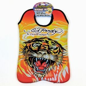 Ed Hardy Designs By Christian Audigier Neoprene Beverage Tote Tiger Flame